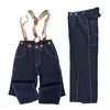 Men Striped Jeans Loose Railway Work Overalls Pants Strap Denim Pants Wide Leg Stripe Pants 2