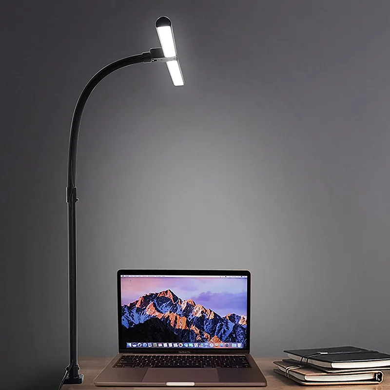 더블 헤드 눈 보호 테이블 클립 램프 168 LED 구슬 360 ° 각도 조정 스터디 테이블 램프, 가정용 컴퓨터 조명 램프
