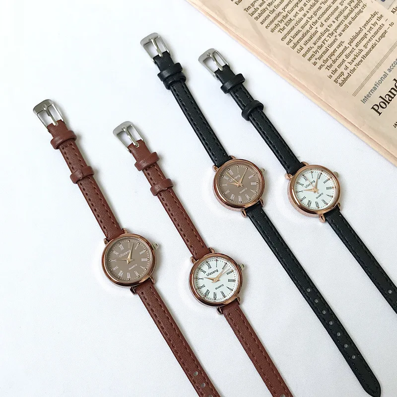 

Vintage Luxury Literary Ladies Quartz Watch Brown Women Thin Small Leather Strap Ladies Elegant Bracelet Watch Relogio Feminino