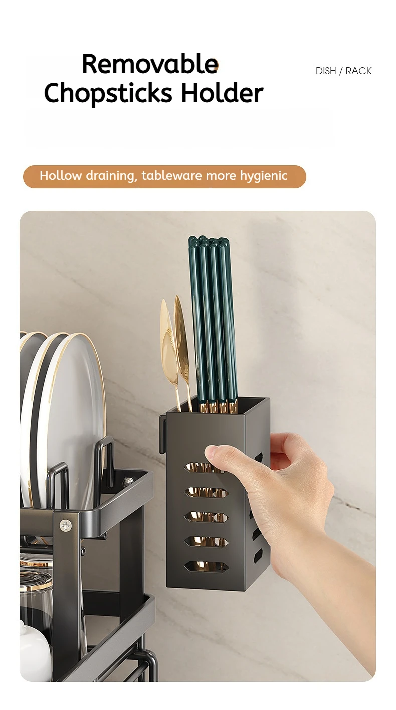 Adjustable Stainless Steel Dish Drying Rack with Drainboard - Over Sink Plate Organizer