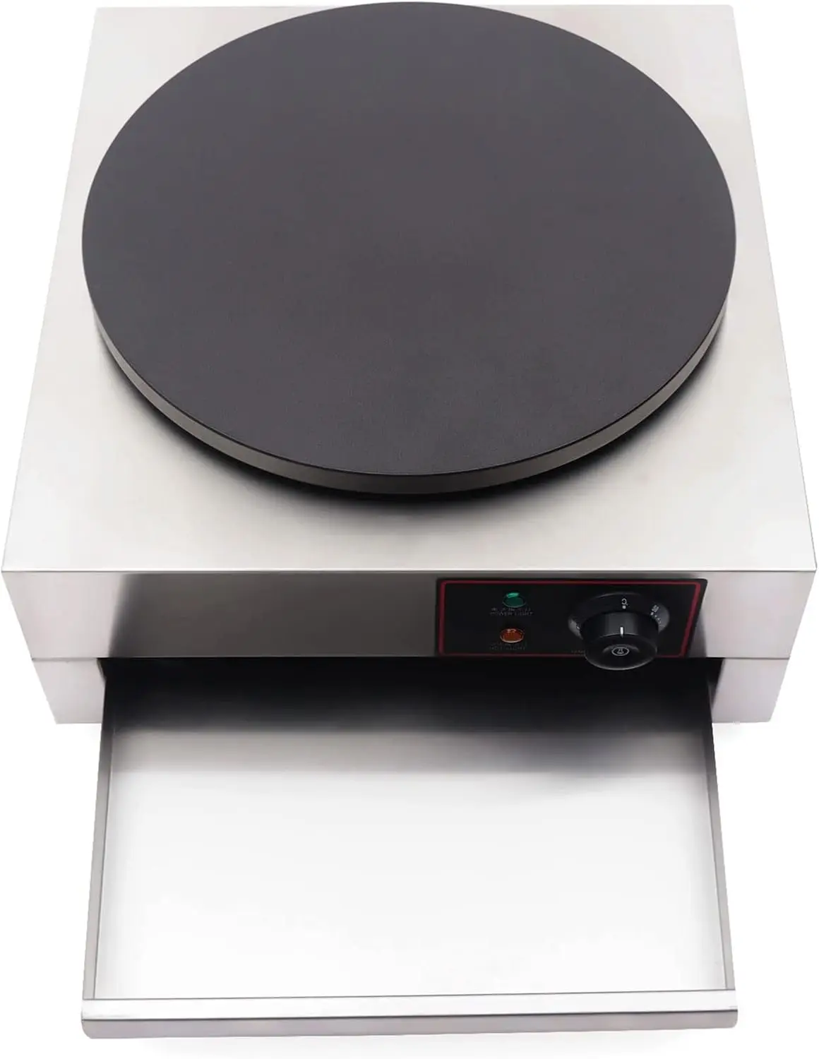Electric Crepe Maker Pancake Machine, 1700W 16 Inch Griddle Machine 430 Stainless Steel Crepe Maker Machine Non-Stick 3