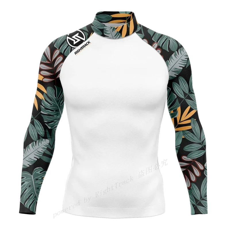 Men's Surfing Shirt Sunset Camo Lycra Rashguard RIGHTTRACK For Surf Sportswear Beach UV Swimwear UPF50 Clothes