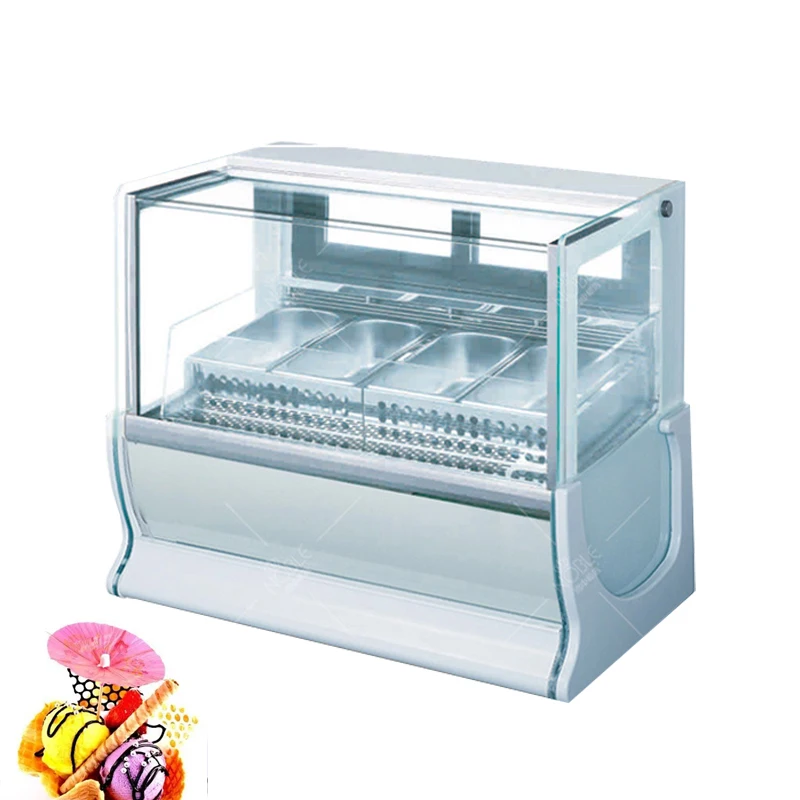 

Commercial Ice Cream Display Cabinet Stainless Steel Hard Ice Cream Storage Machine 6 Round Barrels Freezer 850W