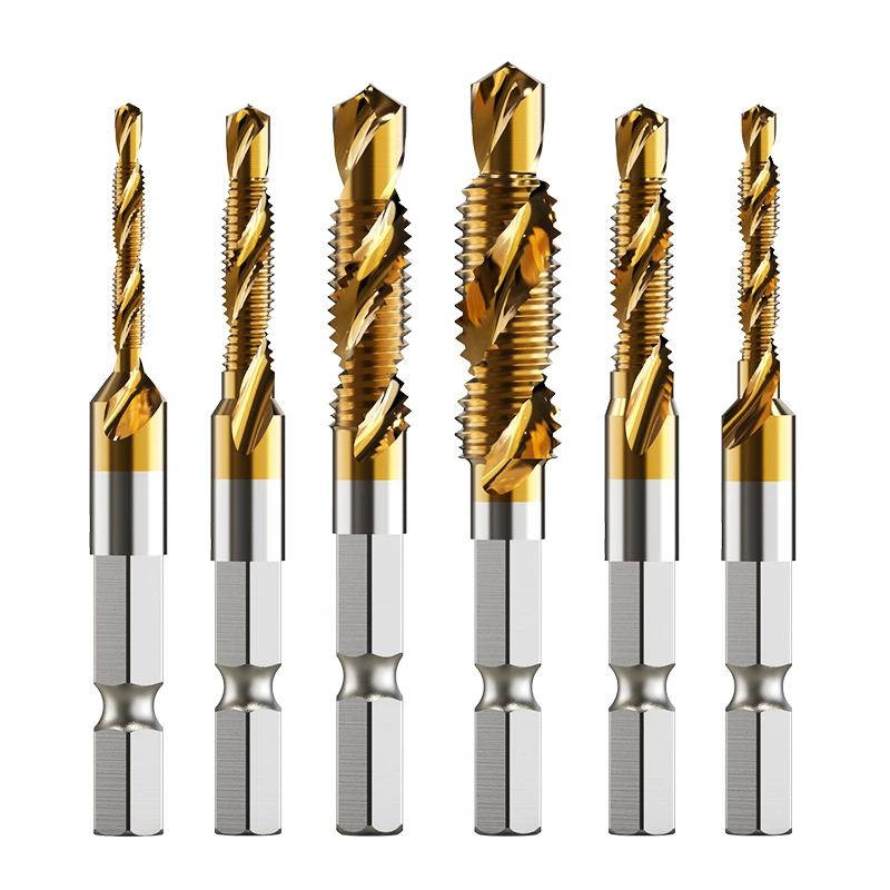 

Tap Drill Bits Set Titanium Plated Hex Shank HSS Countersink Thread Metric Screw Machine Compound M3 M4 M5 M6 M8 M10 Hand Tools