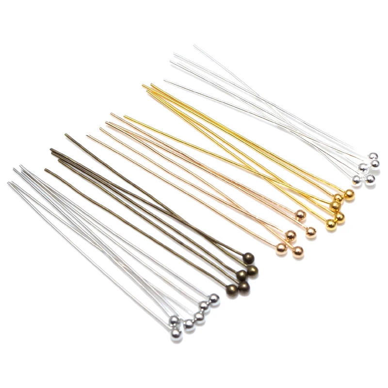 200pcs/lot 16 20 25 30 40 45 50mm Silver Color Metal Ball Head Pins For Diy Jewelry Making Head pins Findings Dia 0.5mm Supplies 200pcs lot gold rhodium color metal ball head pins 20 30 40 50mm needles headpins findings for diy jewelry accessory making