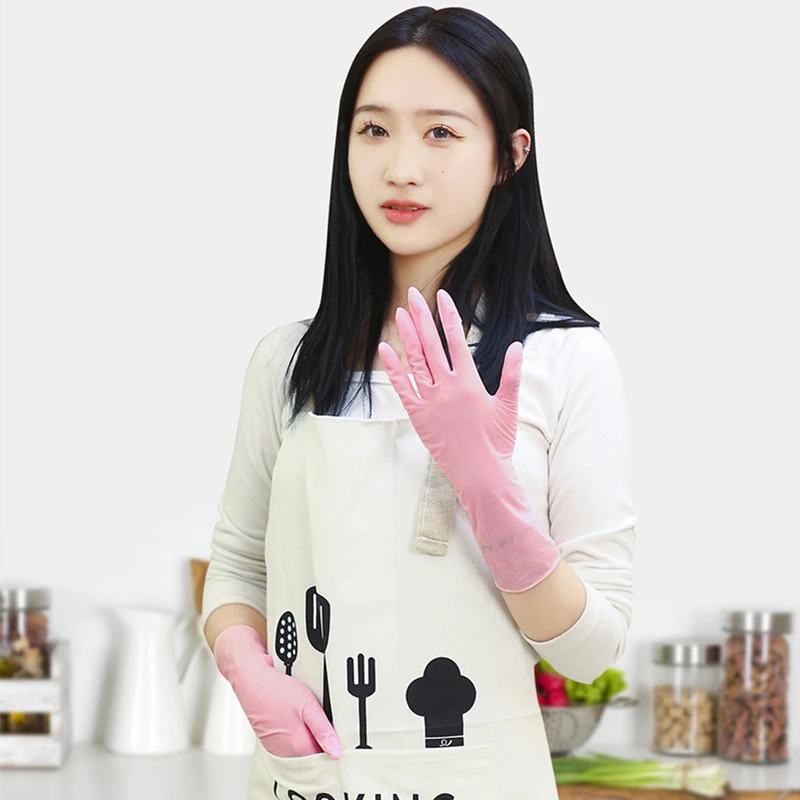 30PCS Pink Disposable Nitrile Gloves 12Inch Extended Waterproof Household Cleaning Gloves Kitchen Food Gardening Beauty