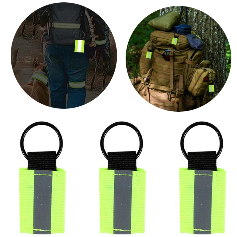 6Pcs 반사 키 체인 펜던트 안전 반사판 키 체인 야간 달리기 사이클링 가방 배낭 장식