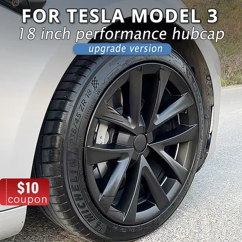 

4PCS HubCap Performance Replacement Wheel Cap 18-Inch Automobile Hub cap Full Rim Cover Accessories for Tesla Model 3 2019-2023