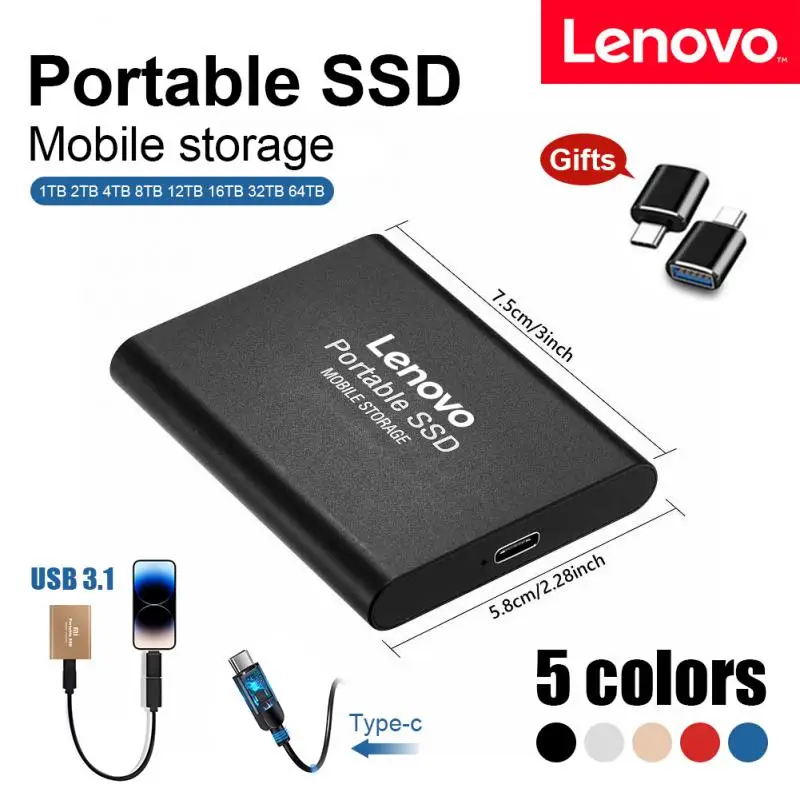 LenovoPortableSSDHardDriveExternalSolidStateHardDisk64TB16TB