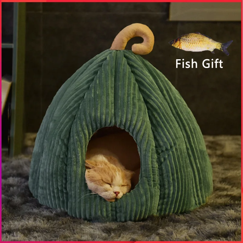 

Hot Sell Cat Bed Warm Pet Basket Cozy Dog House Kitten Lounger Cushion Tent For Small Mat Washable Cave
