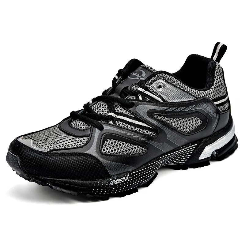  BONA New Arrival Classics Style Men Running Shoes Cow Split Mesh Men Sport Shoes Lace Up Outdoor Jogging Shoes 34870 