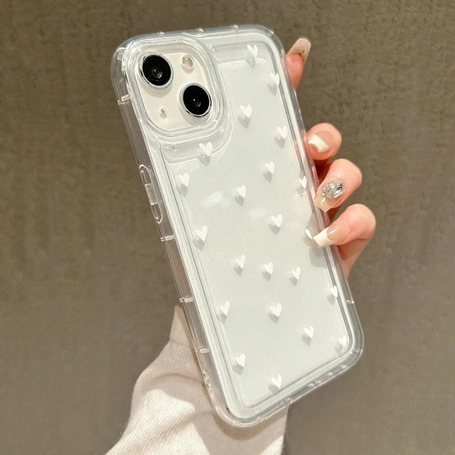 White Small Love Transparent Phone Case For iPhone 16 14 13 12 11 Pro Max XS X 7 8 Plus SE2 Cover For iPhone 16E 15 Pro Cases - Image 3