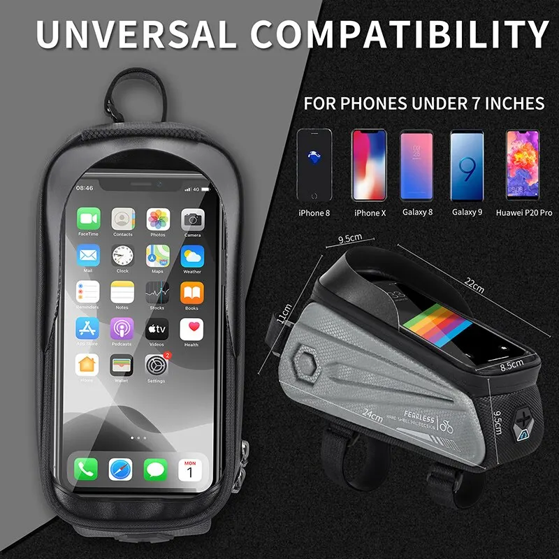 WEST BIKING Bicycle Bag Waterproof 7.0 Inch Phone Case 1.7L Touch Screen Top Tube Front Frame Bag Road MTB Cycling Accessories