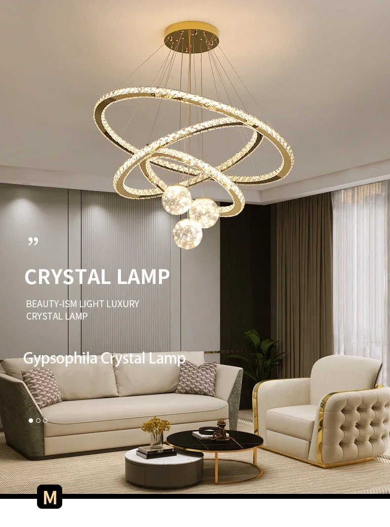 Description Picture 2 of itemLiving Room Chandelier Starry Crystal Light Luxury Restaurant Chandelier Modern Room Decor Creative Master Bedroom Lamp