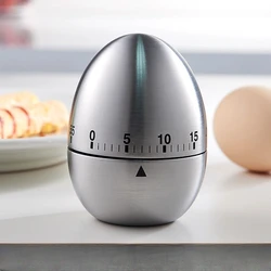 Stainless Steel Egg - Shaped Kitchen Timer with Mechanical Alarm (Kitchen Timers)