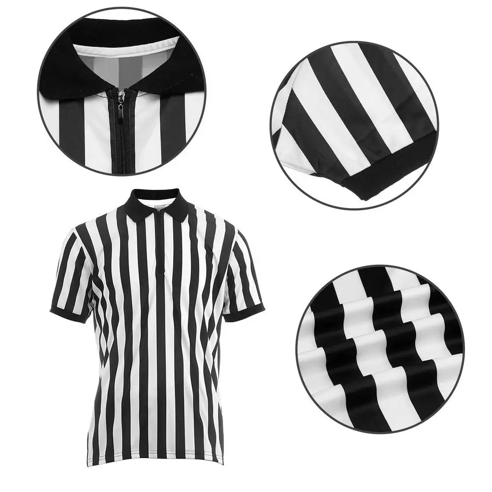 Description Picture 5 of itemStriped Referee Shirt Men Official Pro-Style Collar Referee Shirt Gym Sporting Soccer Basketball Collared Referee Shirts Men