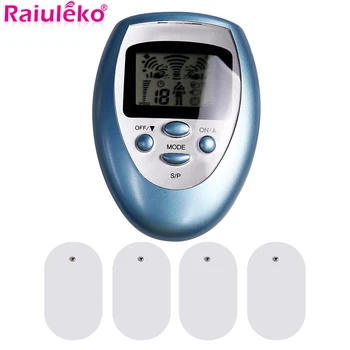 Electric Pulse TENS Massager EMS Machine Electrostimulator Electrical Nerve Muscle Stimulator Low Frequency Physiotherapy Device tanie i dobre opinie R-125asfa As Picture Digital Physical English 10 X 7 5 X 2 5 cm No Box 2* AAA Battery (Not Included) 4 Pcs 2 Output 8 Level Adjustable