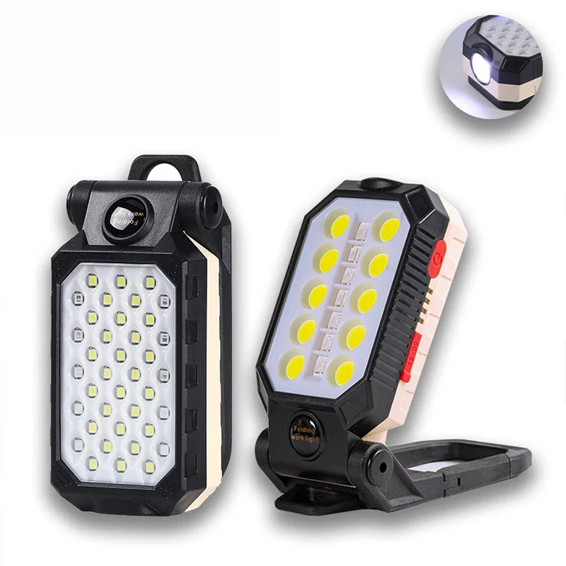 LED COB Rechargeable Design with Power Display USB Waterproof Camping Lanterns Portable Flashlight Magnetic Folding Work Lights
