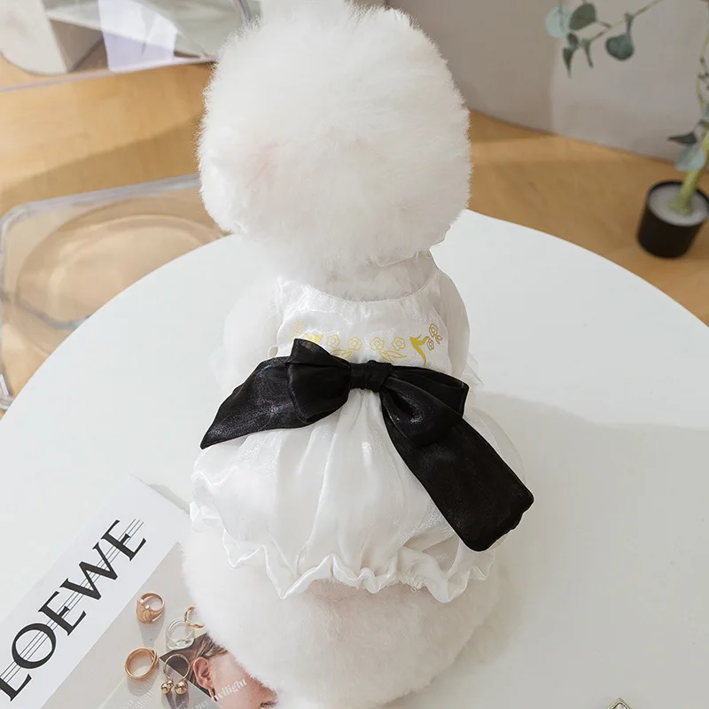 

Big Bow Lace Dress Spring/Summer Thin Style Small Fragrant Cat Skirt Small Dog Teddy Pet Clothes