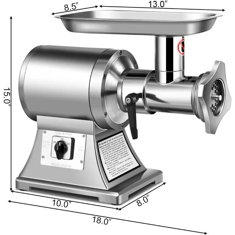 Tangkula Commercial Meat Grinder,1.5 HP,1100W,551LB/h Stainless Steel Electric Sausage Stuffer,225RPM Heavy Duty Industrial