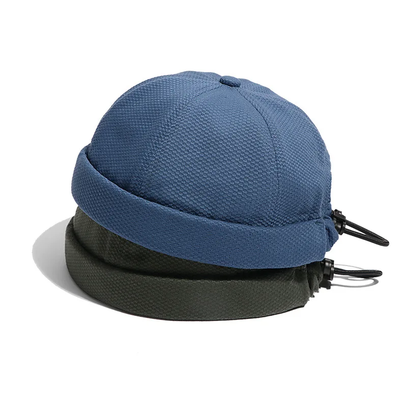 Summer Men's Breathable Docker Beanie Cap Brimless Sailor Fisherman Leon Hat Adjustable Landlord Hat Skullcap Running Summer Cap 5