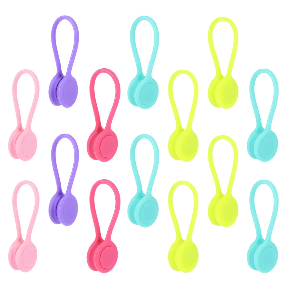 

12/14pcs Magnetic Cables Holders Cable Storage Tool Cable Manager Ties Straps Rubber Cable Winders Magnetic Cable Clips