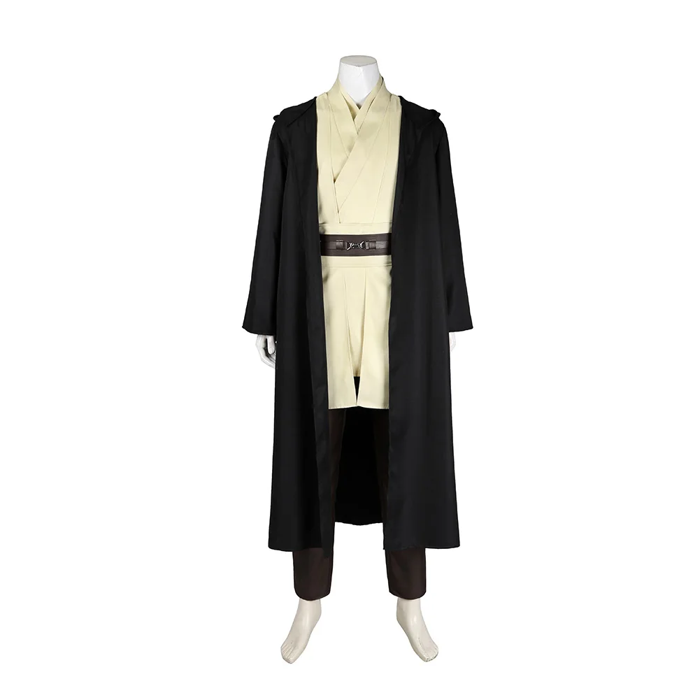 

Qui Gon jinn Cosplay Men Costume Robe Cloak Full Set Clothing Disguise Halloween Carnival Part Suit