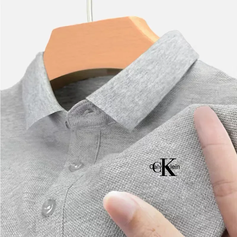 2024 Men's Solid Color Polo Shirt Short Sleeved Button Up Collar T-Shirt New Summer Casual Anti Pilling Fashionable Street Top
