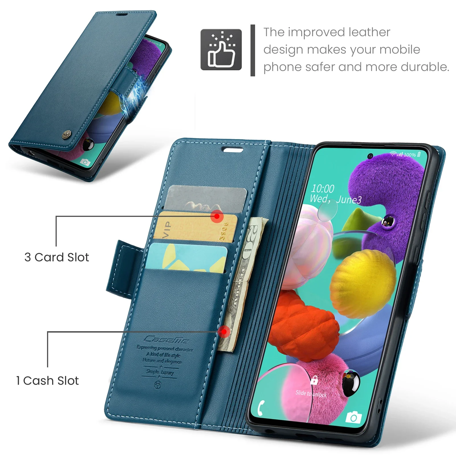 Luxury Business Leather Wallet Case with Card Slots and Flip Cover