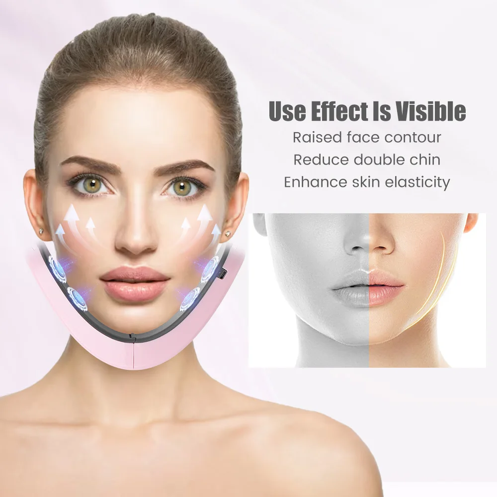 Microcurrent Face Lifting Machine Double Chin Remover EMS Facial Massager Intelligent Skin Rejuvenation Beauty Device with Voice