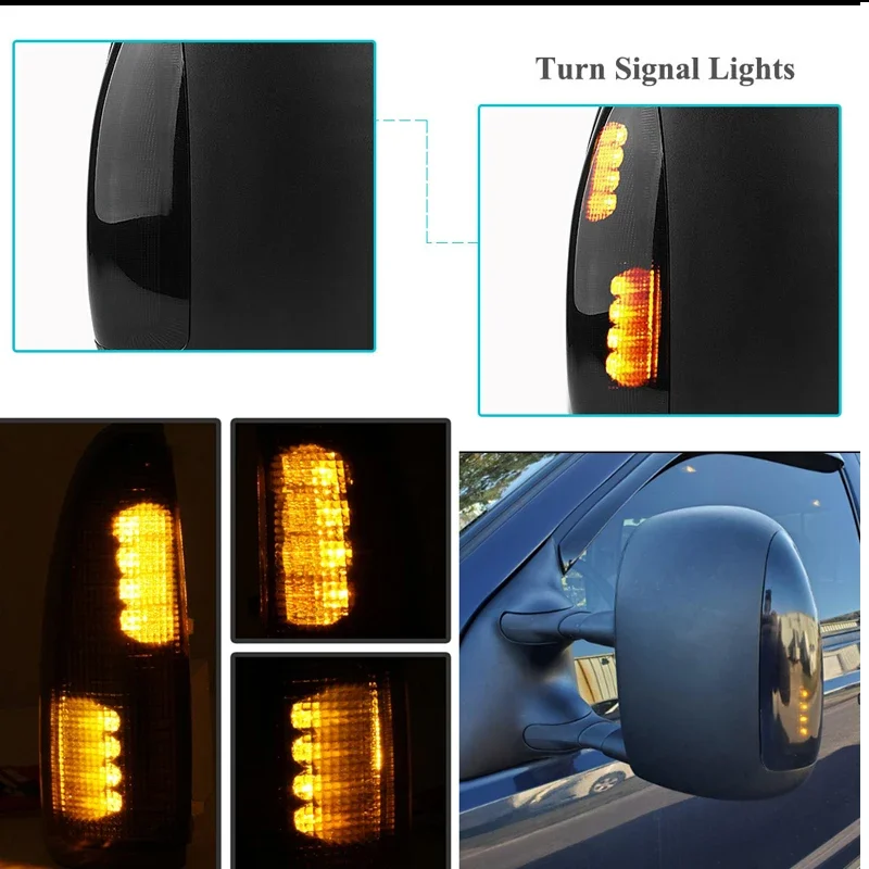 Ford Super Duty Side Mirror Light Amber LED Side Mirror Light For Ford F250 F350 F450 F550 Super Duty 2008-2015 | Complete Lens Assembly Amber Side Mirror Turn Signal Lights