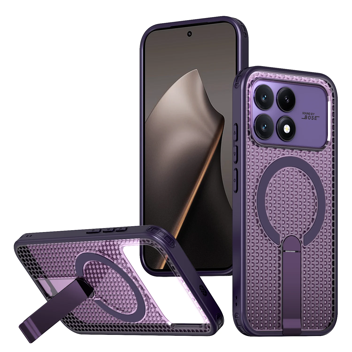 Magsafe Magnetic Heat Dissipation Kickstand Honeycomb Shockproof Phone Case