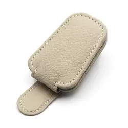 Sleek Magnetic Car Visor Sunglasses and Card Holder (Beige)