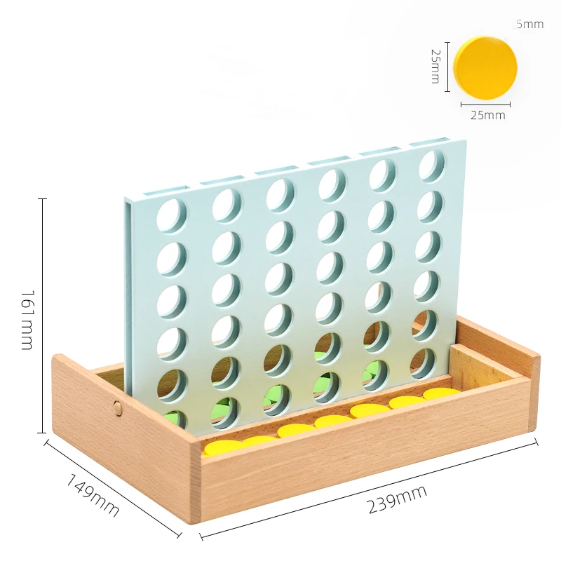 Wooden Connect 4 Classic Grid 4 in a Row Game Strategy Family Board Games 2 Players Suitable for Kids and Adults 6