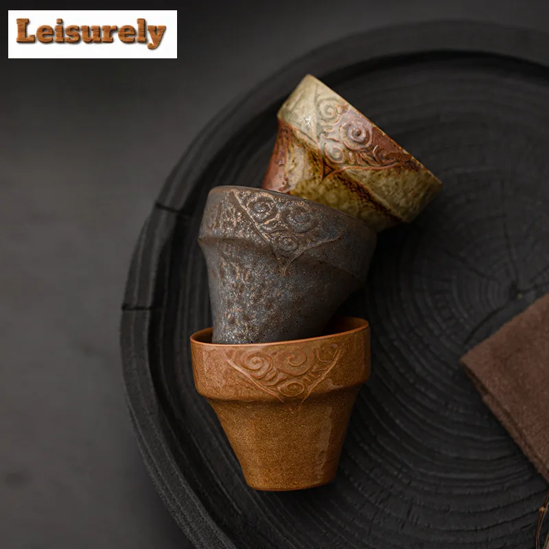 100ml Old Rock Clay Cloud Pattern Gilded Iron Glaze Teacup Ancient Tea Bowl Mug Tea-tasting Personal Cup Chazhan Master Cups