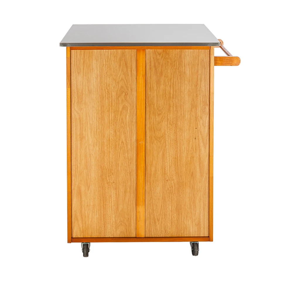 Moveable Kitchen Cart with Stainless Steel Top