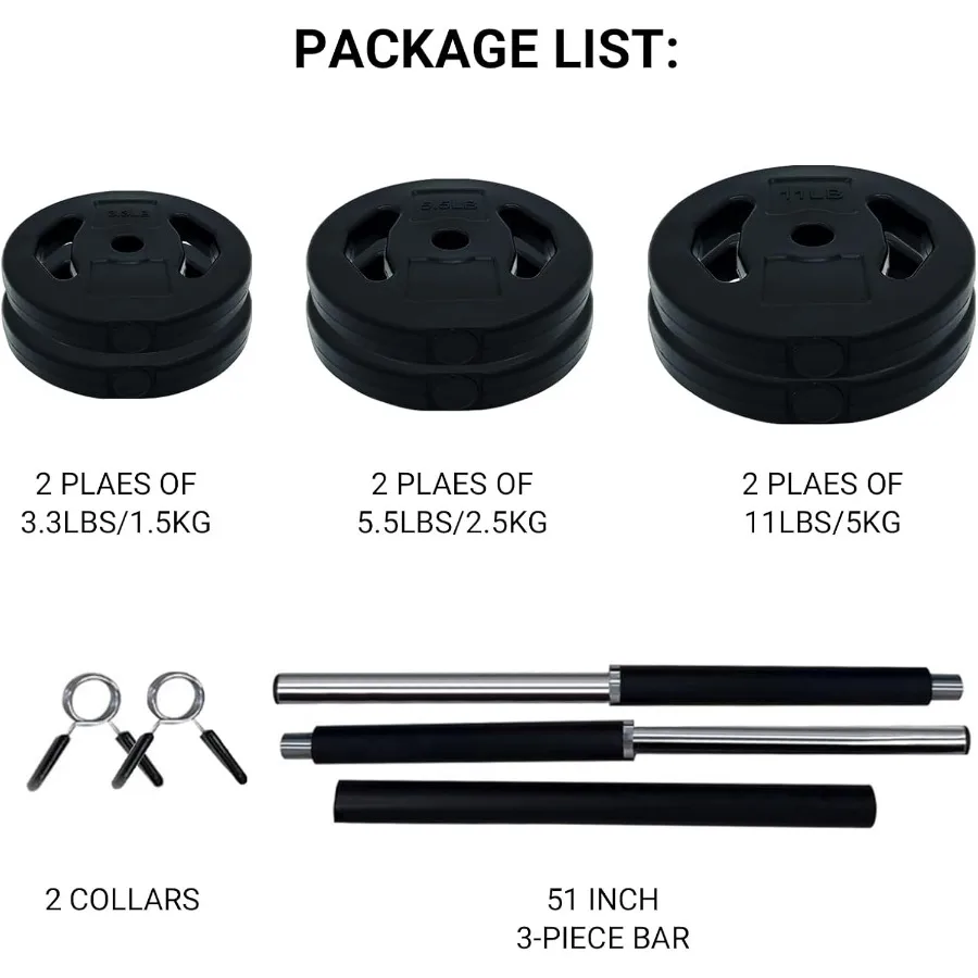 Adjustable Barbell Weight Set, Pesas Para Ejercicios En Casa, Dumbbell Set for Exercise, Lifting, And To Build Muscle