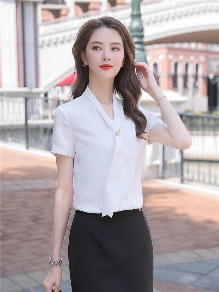 Chemisier à Manches Courtes Décontracté pour Femme, Vêtement de