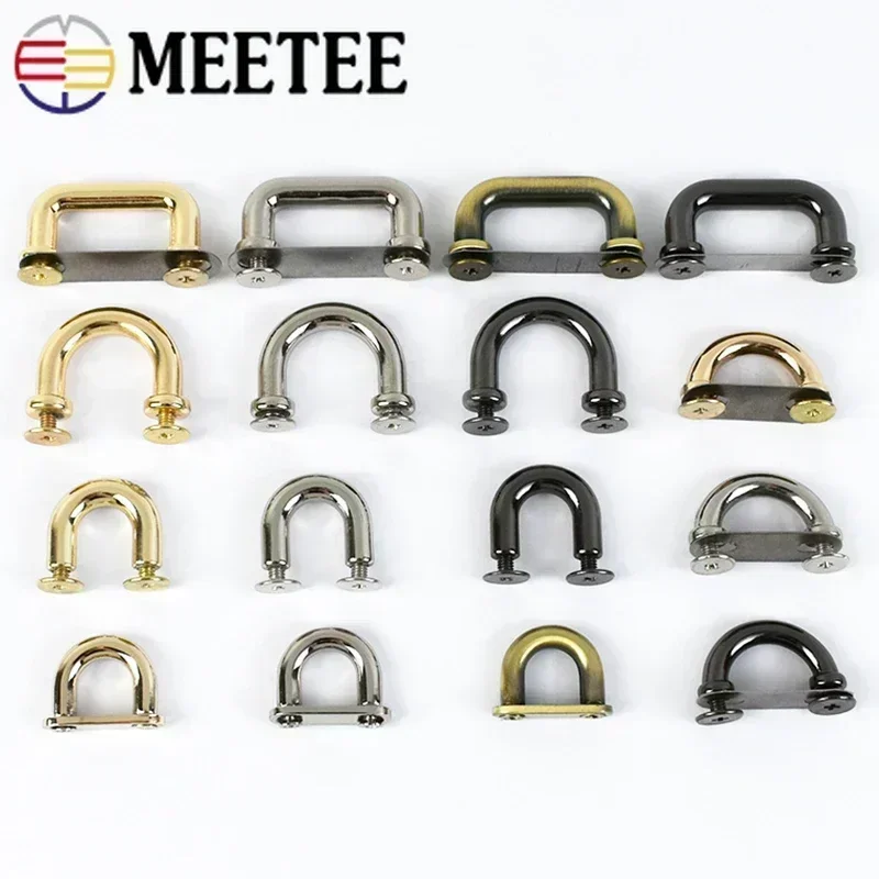 Meetee 10Pcs D 링 금속 아치 브리지 버클 가방 스트랩 후크 O 링 사이드 클립 걸쇠 벨트 버클 핸드백 하드웨어 액세서리