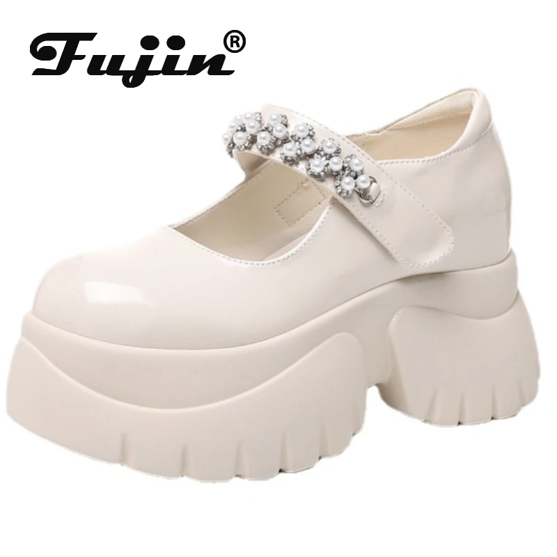 

Koznoy 9cm Ethnic Microfiber Leather Mary Jane High Heels Women Platform Wedge Flats Shoes Bling Autumn Hook Summer Round Spring