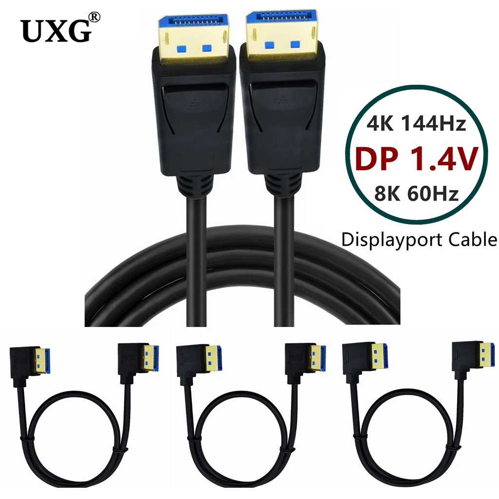 8K DP Male naar Female 1.4 Verlengkabel, (8K/60Hz, 4k/144Hz), Korte Displayport Kabel, 32.4Gbps voor PC, Laptop 15cm (Links