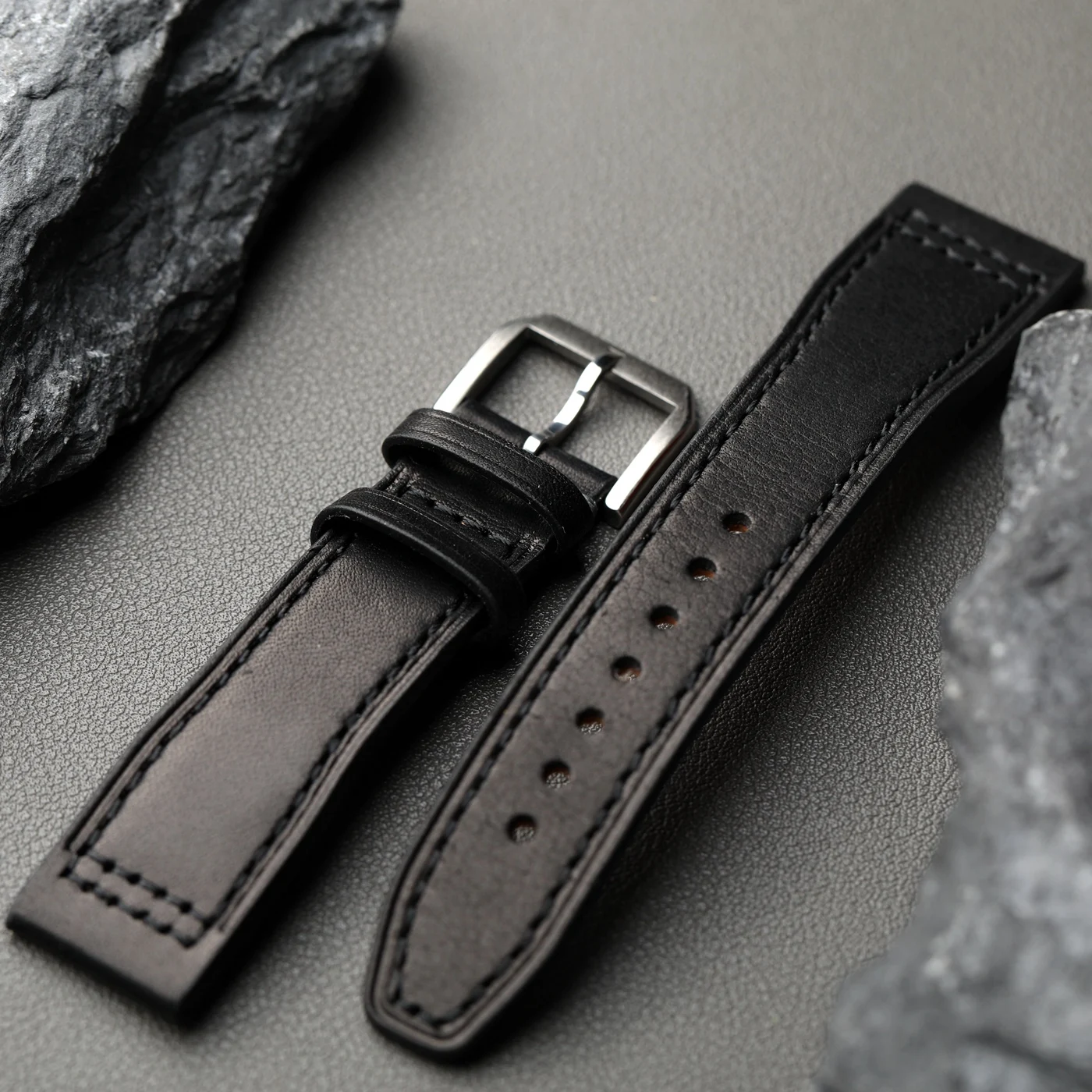 Premium Handmade Cowhide Leather Strap - Brown & Black Retro Style