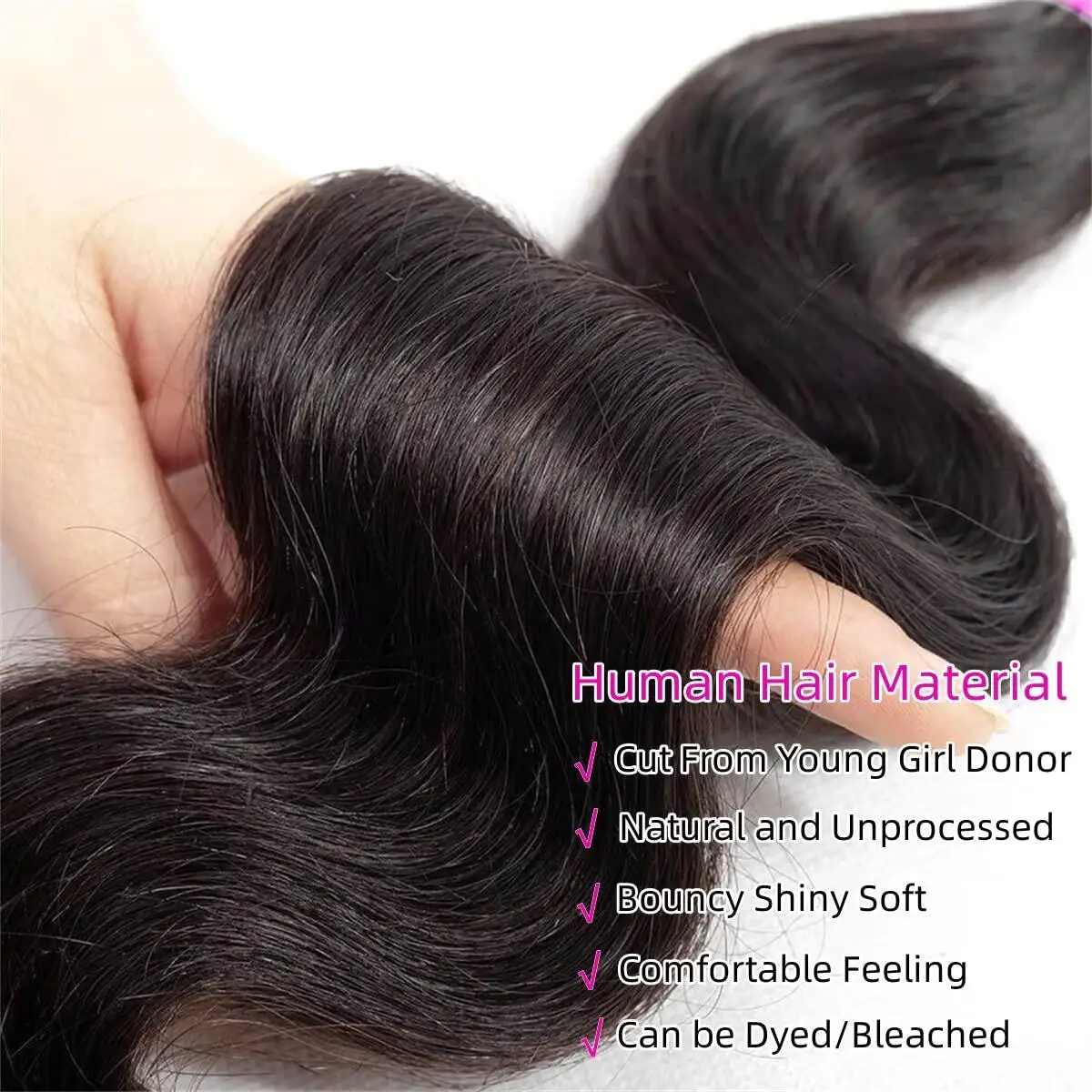Brazilian Body Wave Human Hair Bundles Natural Black 1/3 Pieces Deal 100% Human Hair Bundles Remy Wavy Weave Extensions