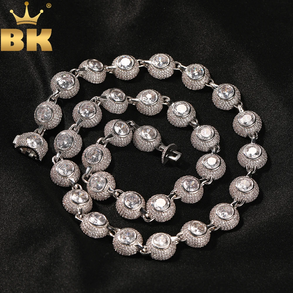 

THE BLING KING 12mm Big Round Link Chain Bracelet Iced Out Cubic Zirconia Necklace For Men Women Charm Fashipn Hiphop Jewelry