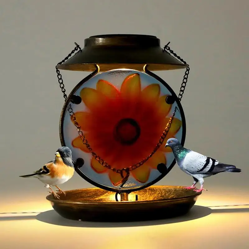 

Солнечные кормушки для птиц на открытом воздухе, водонепроницаемый железный дикий фонарь, подвесной домик для птиц, обожающий птиц, украшение для сада, заднего двора