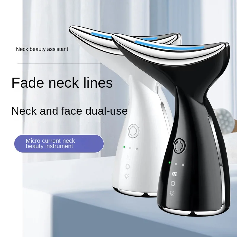 3v1 masážní přístroj na obličej a krk, fototerapie proti vráskám, modré červené fialové světlo, RF mikroproudy, přístroj na zpevnění pleti_voghion.com