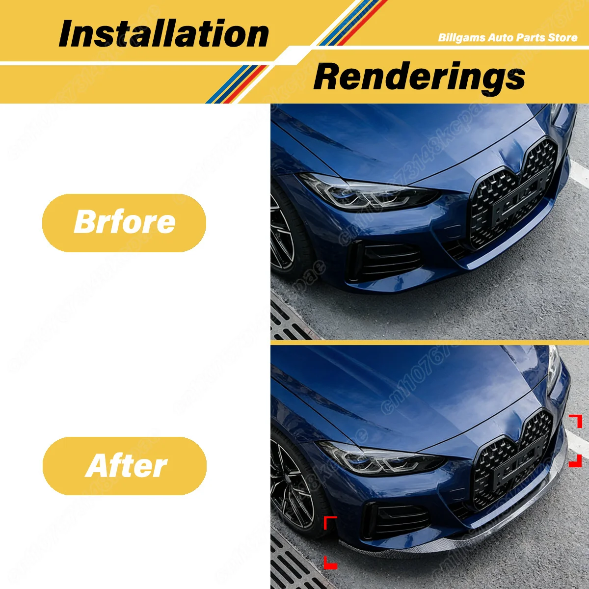BMW 4 시리즈 G26 M 스포츠 2020 2021 2022 2023 2024 2025 자동차 프론트 범퍼 립 스포츠 레이싱 프론트 턱 스포일러