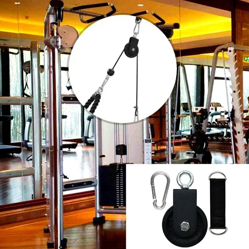 Belt Pulley Lifting Rope Pulley Silent Gym Cable Pulley with Hanging Straps and Carabiner 360 Rotation Smooth Silent Pulley DIY Attachment Projects G99D