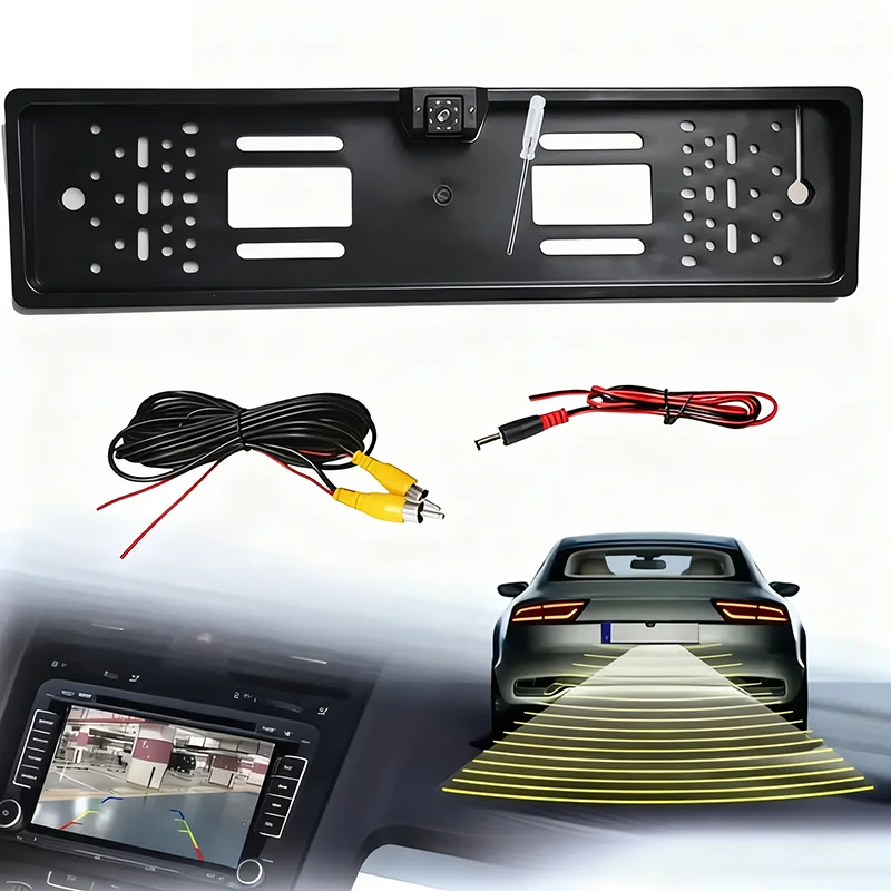 Pakring Car Rear View Camera EU European License Plate Frame Waterproof Night Vision Reverse Backup with 4 Or 8 12 LED Light