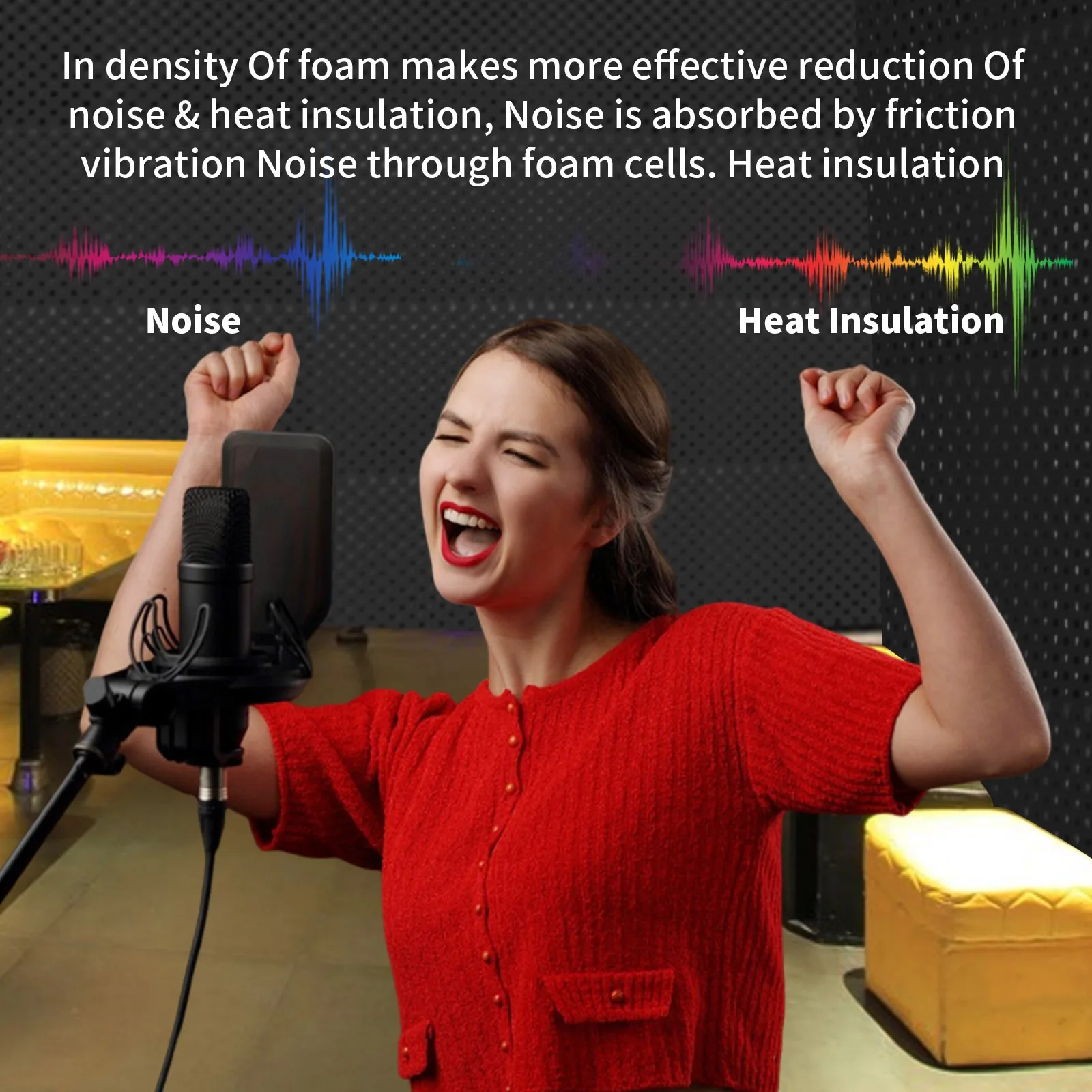 Soundproofing Cotton Sound Insulation Cotton Sound Absorbing Foam Soundproofing Foam Self-adhesive Car Sound Insulation Cotton Acoustic Absorption Car Heatproof Wave Foam Automobile Sound Deadener Noise Insulation